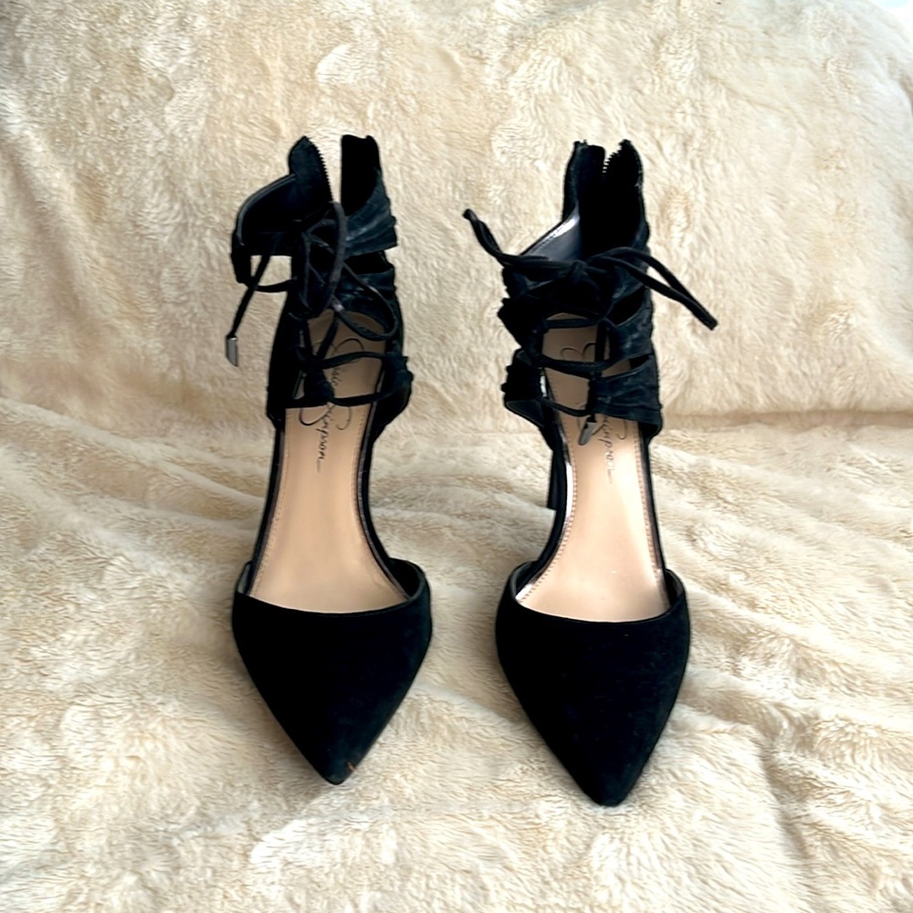 Jessica Simpson Caleya 4” Black Suede Heels 8M - Picture 2 of 6